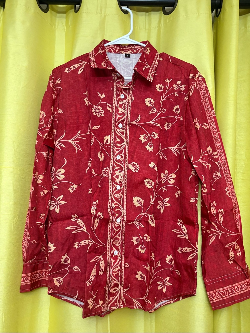 SHEIN Red Floral Button-Down Shirt